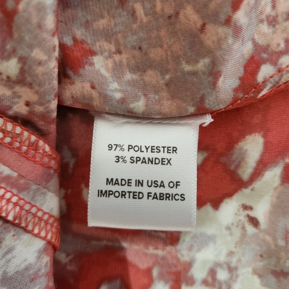 Evereve Keira Smocked Satin Long Sleeve Coral Floral Blouse |M| - Picture 7 of 7